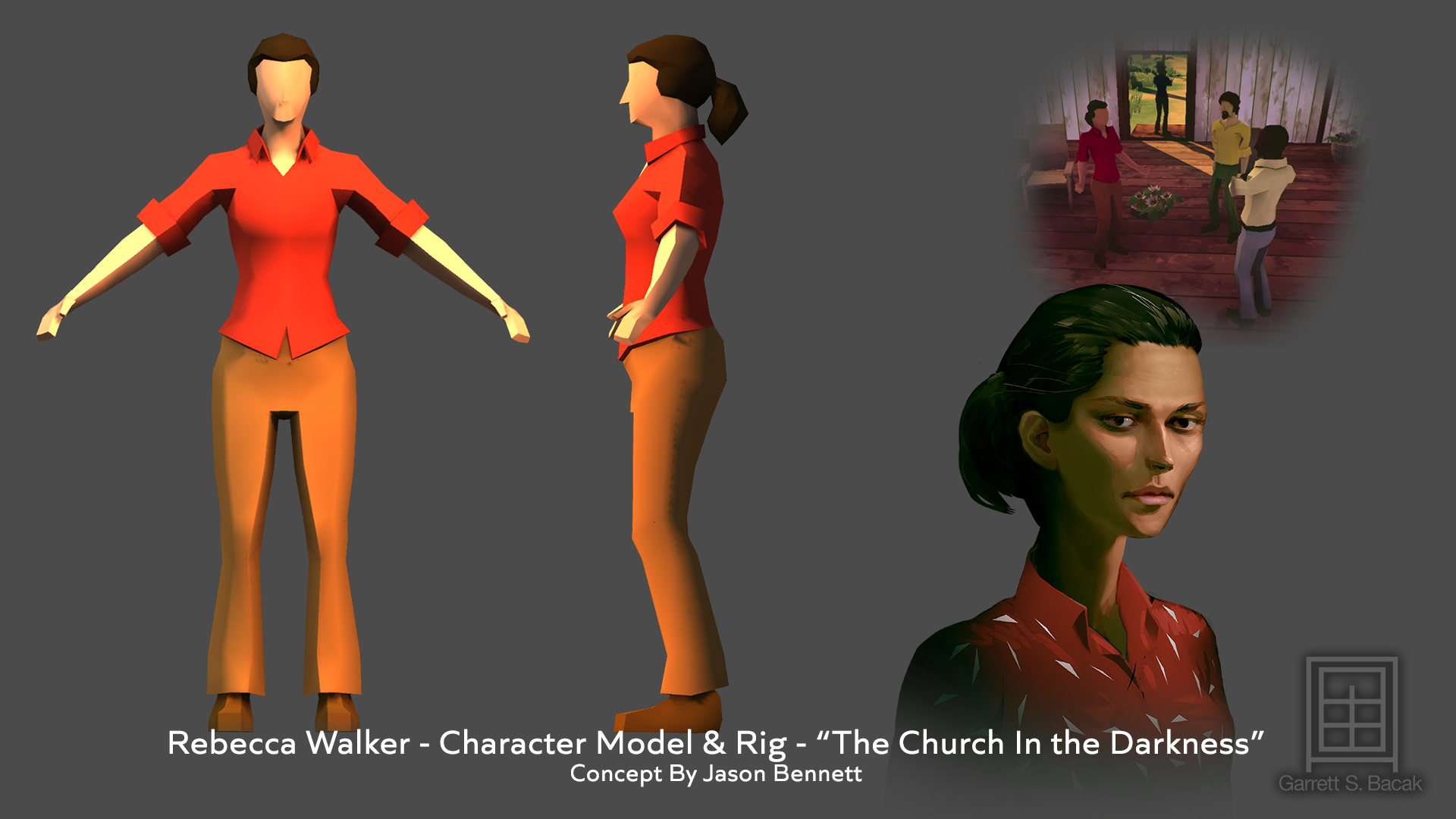 The Church In the Darkness - Rebecca Walker<br>Character Model, Texture, and Rig